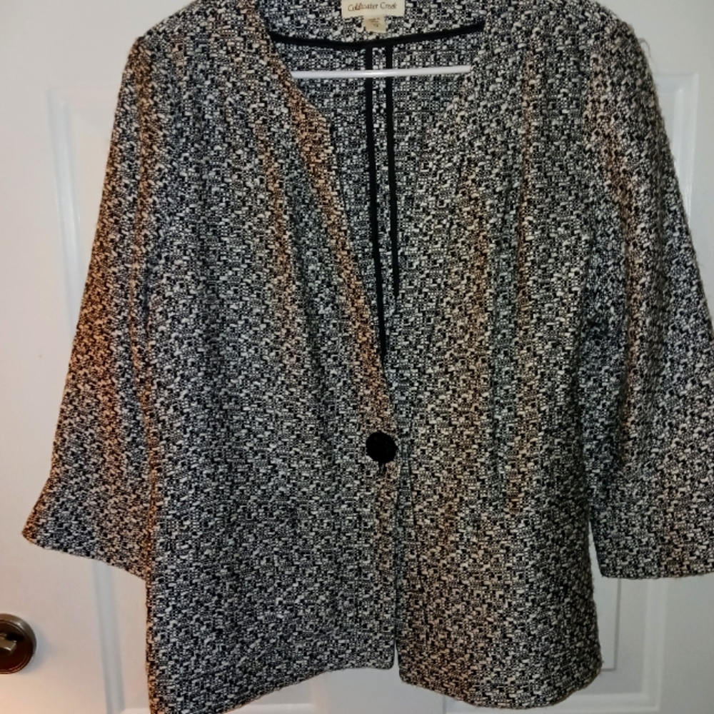 Coldwater Creek Tweed Black & white Jacket Size 14